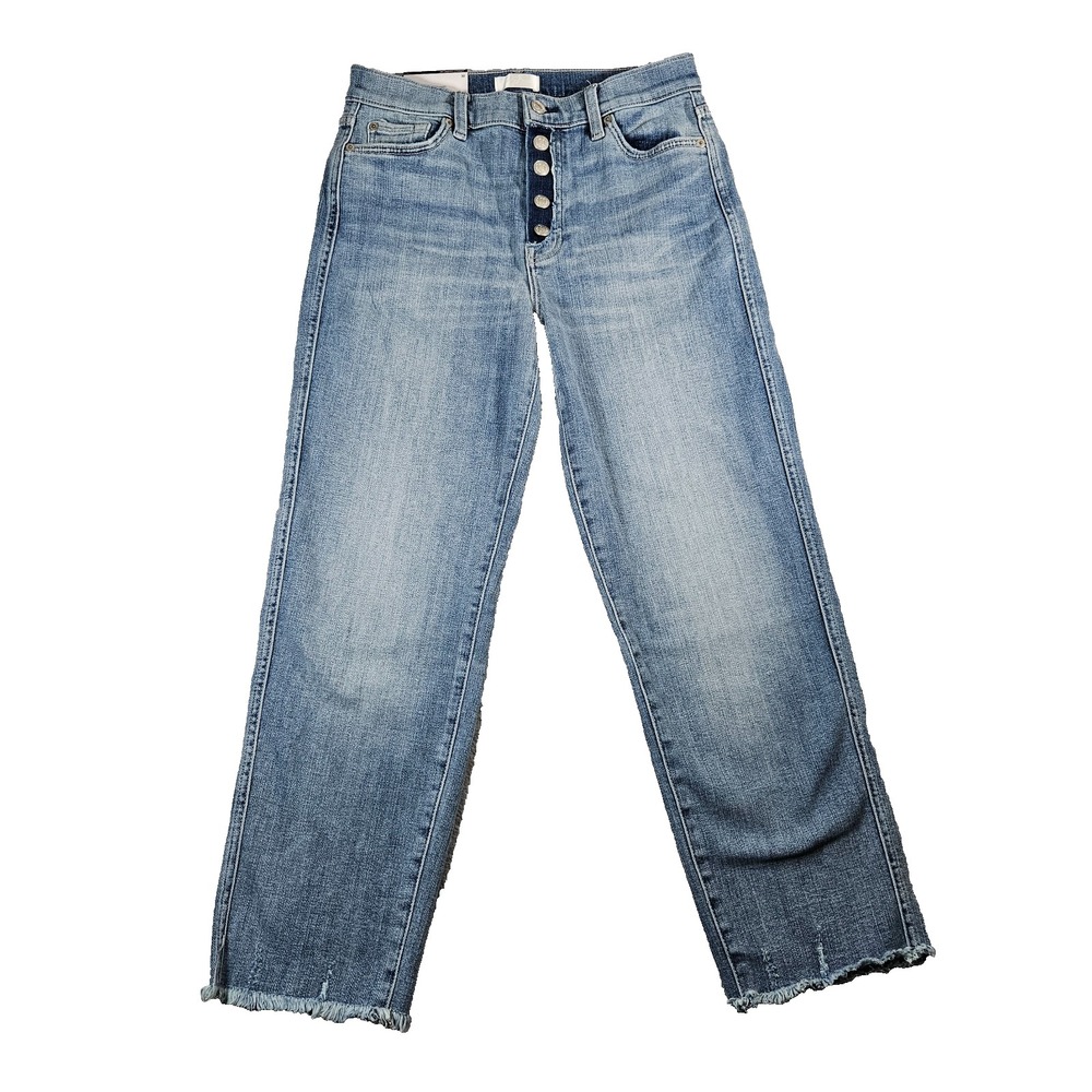 NWTโ 7 For All Mankind High Waist Cropped Straight Leg Button Fly Jeans Sz 30